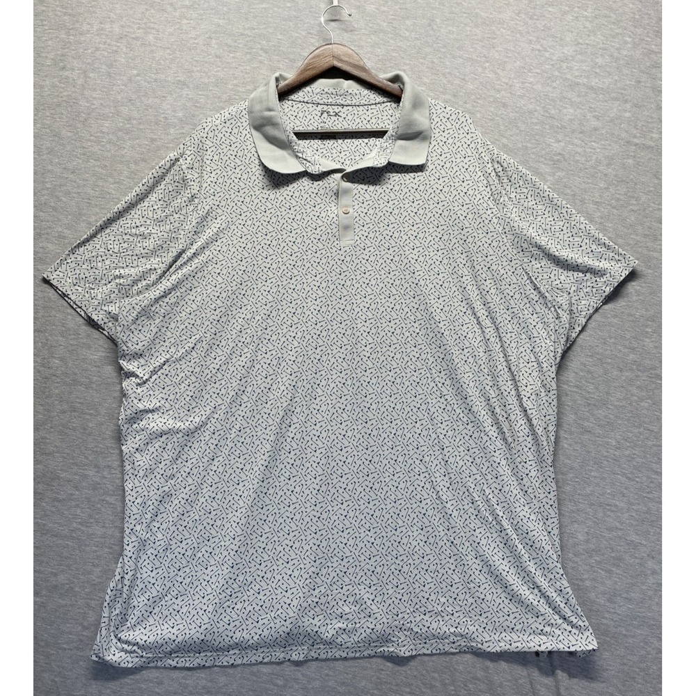 FLX Performance Polo Shirt Mens 3XB Gray Allover Golf Clubs Print Nylon Tennis